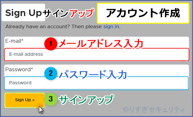 アカウント情報を入力